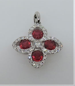 Floral Ruby Design and Diamond Pendant