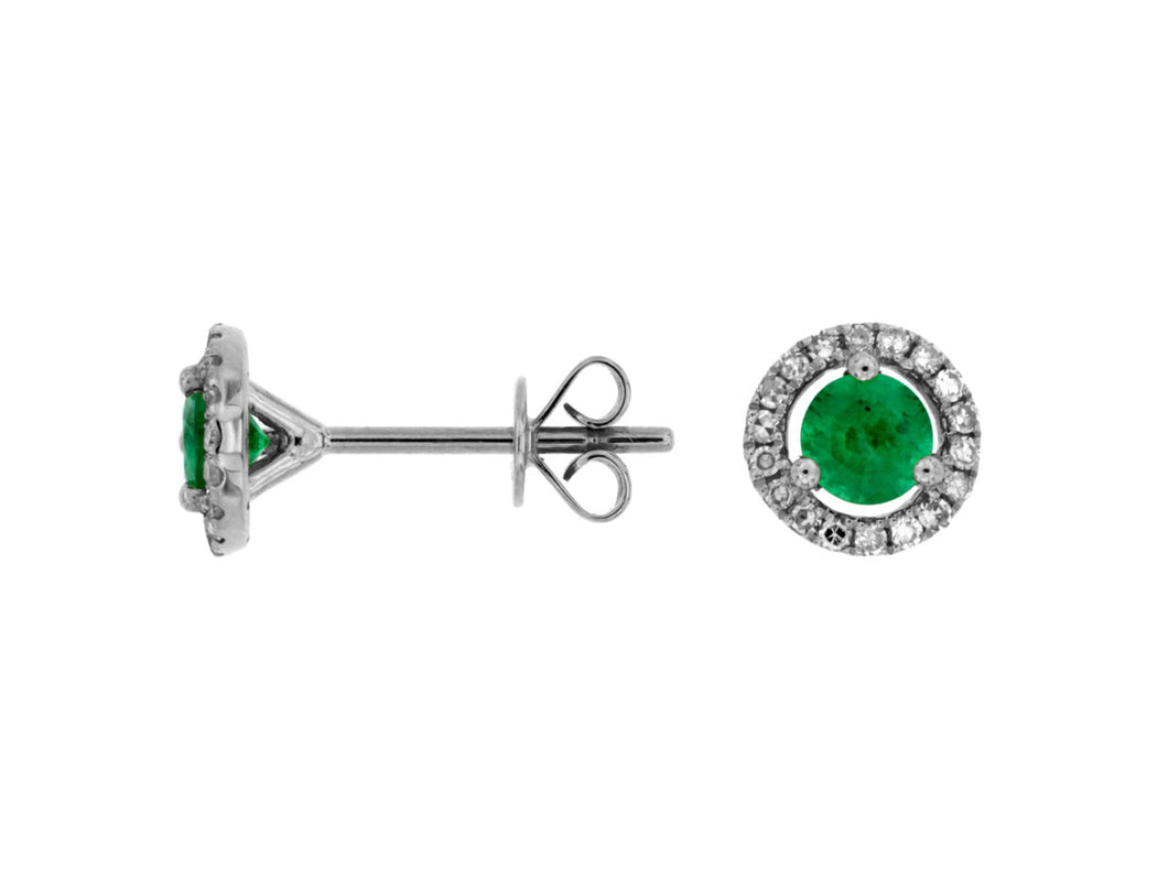 Emerald and Diamond White Gold Earrings