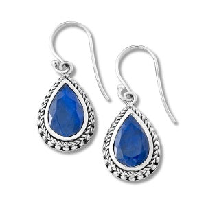 A Pair of Sterling Silver "Sempu" Gemstone Dangle Earrings