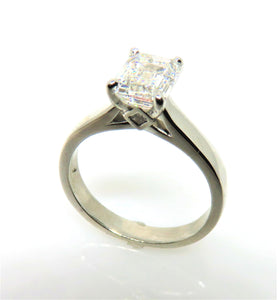 Platinum Engagement Ring Solitaire With a 1.72 Emerald Cut Diamond
